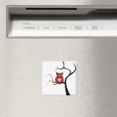 Red Sugar Skull Owl in Tree Magnet (In Situ (Geschirrspüler))