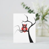 Red Sugar Skull Owl in Tree Postcard Postkarte (Stehend Vorderseite)
