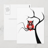 Red Sugar Skull Owl in Tree Postcard Postkarte (Vorne/Hinten)