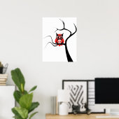 Red Sugar Skull Owl in Tree Poster (Heimbüro)