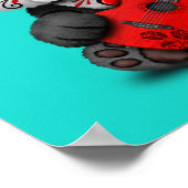 Red Sugar Skull Panda Gitarre spielen Poster (Ecke)