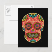 Red Sugar Skull Poscard Postkarte (Vorne/Hinten)