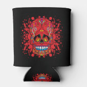 Red Sugar Skull Red Flame Eyes Paint Splash Dosenkühler (Rückseite)