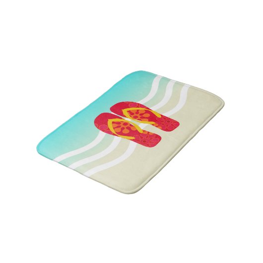 Red Summer Beach Flip Flops Badematte (Schrägansicht)