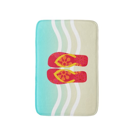 Red Summer Beach Flip Flops Badematte (Vorderseite Vertikal)