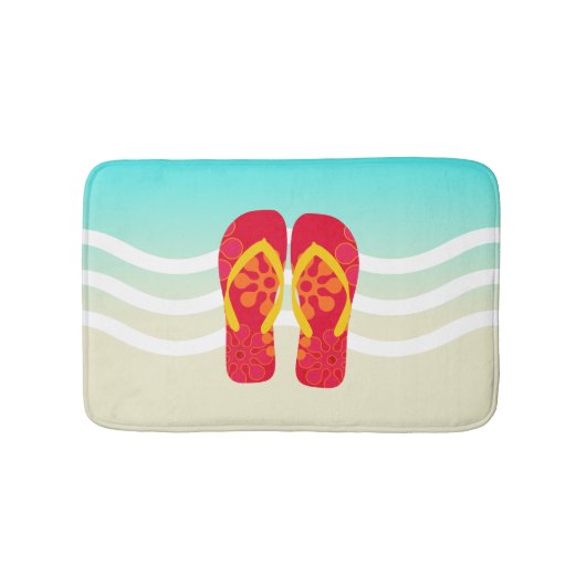 Red Summer Beach Flip Flops Badematte (Vorderseite)
