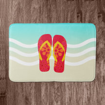 Red Summer Beach Flip Flops Badematte