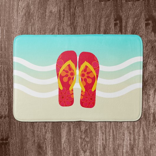 Red Summer Beach Flip Flops Badematte