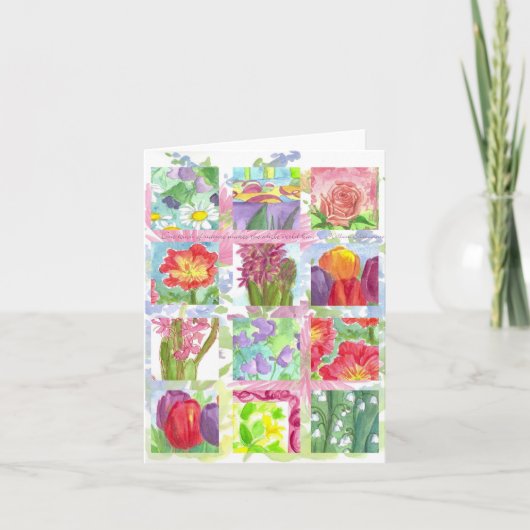 Red Summer Blume Collage Note Card Karte (Vorderseite)