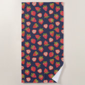 Red Summer Strawberry Frucht Dark Blue Beach Handt Strandtuch (Vorderseite)