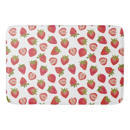 Red Summer Strawberry Pattern Badematte (Vorderseite)