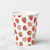 Red Summer Strawberry Pattern Pappbecher (Rückseite)