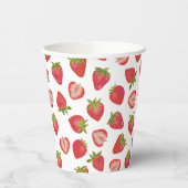 Red Summer Strawberry Pattern Pappbecher (Links)