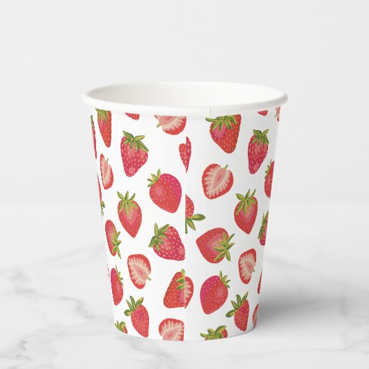 Red Summer Strawberry Pattern Pappbecher (Rechts)