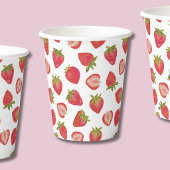 Red Summer Strawberry Pattern Pappbecher