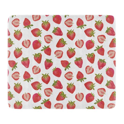 Red Summer Strawberry Pattern Schneidebrett (Vorderseite)