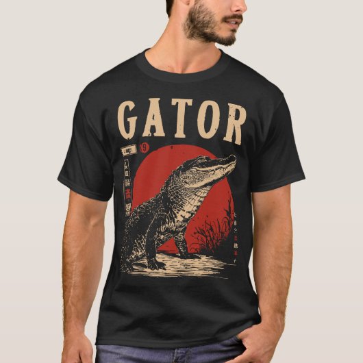 Red Sun Alligator | Reptile Predator Portrait T-Shirt (Vorderseite)
