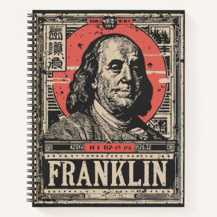 Red Sun Benjamin Franklin   American Icon Portrait Notizblock