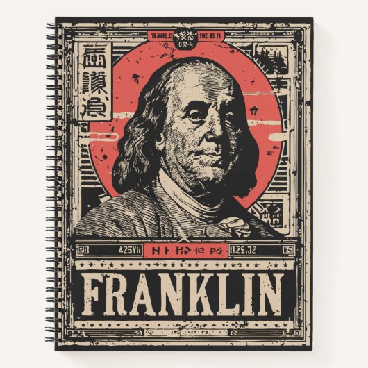 Red Sun Benjamin Franklin | American Icon Portrait Notizblock (Vorderseite)