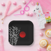 Red sun black white zen   pappteller (Party)