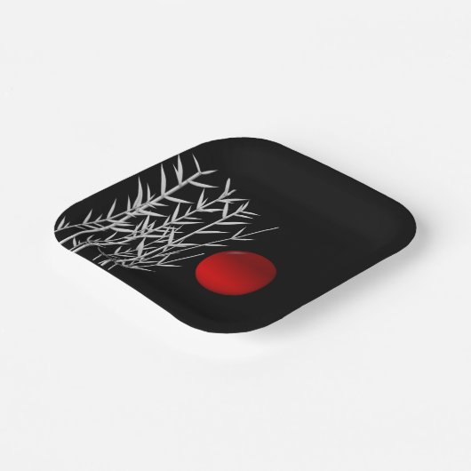 Red sun black white zen   pappteller (Gewinkelt)