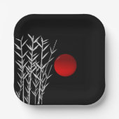 Red sun black white zen   pappteller (Vorderseite)