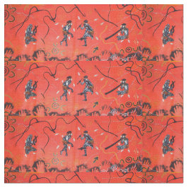 Red Sun Dancers Aborigine Fabric Stoff