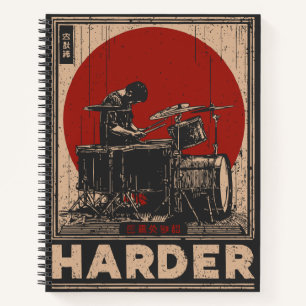 Red Sun Drummer   Motivierend Musikkunst Notizblock