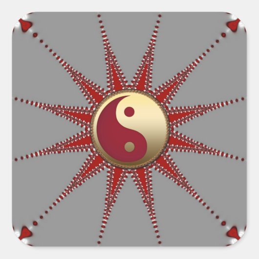 Red Sun Golden Yin Yang Sticker (Vorderseite)