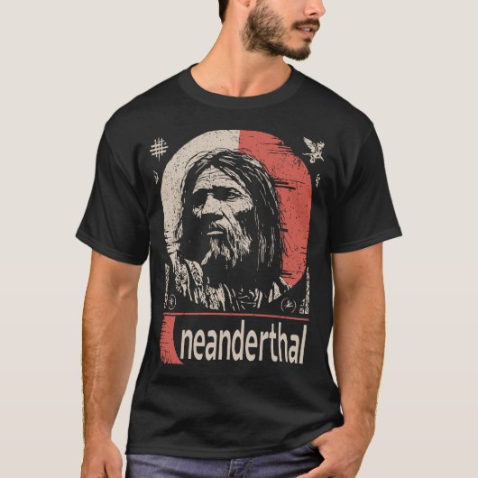 Red Sun Neanderthal | Ancient Ancestor Art T-Shirt (Vorderseite)