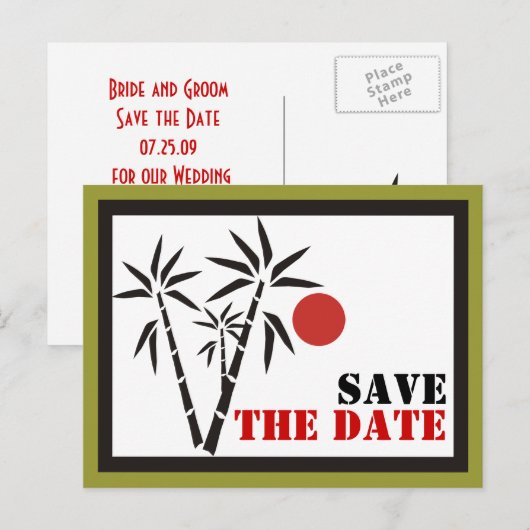 Red Sun Save the Date Postkarten (Vorne/Hinten)