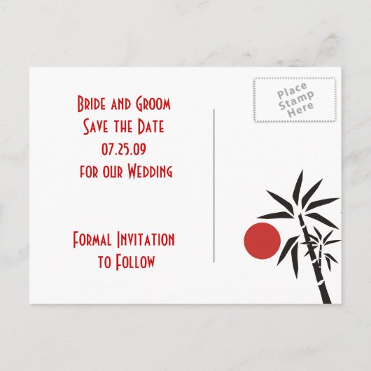 Red Sun Save the Date Postkarten (Rückseite)