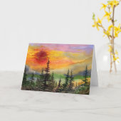 "Red Sun Setting" Pinescape-Grußkarte Karte (Gelbe Blume)