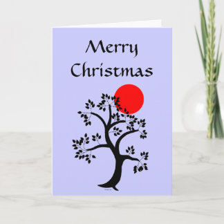 Red Sun Tree Card Feiertagskarte