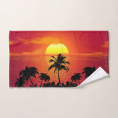 Red Sun Tropical Palm Beach Badhandtuch Set (Handtuch)