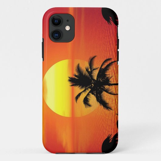 Red Sun Tropical Palm Beach Case-Mate iPhone Hülle (Rückseite)