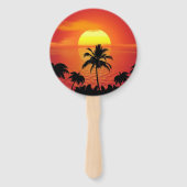 Red Sun Tropical Palm Beach Fächer (Rückseite)