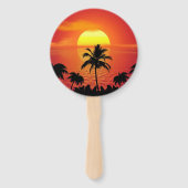 Red Sun Tropical Palm Beach Fächer (Vorderseite)