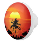Red Sun Tropical Palm Beach Keramikknauf (Rechts)