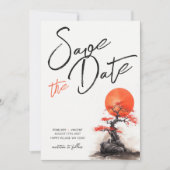 Red Sun und Old Sakura Wedding Save the Date (Vorderseite)