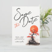 Red Sun und Old Sakura Wedding Save the Date (Stehend Vorderseite)
