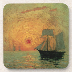 Red Sun von Maxime Maufra, Vintager Impressionismu Getränkeuntersetzer