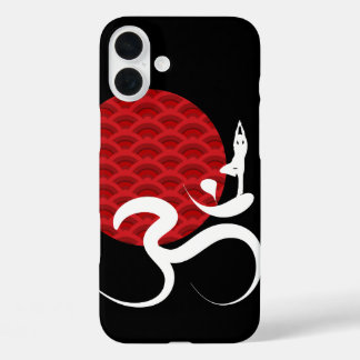 Red Sun Yoga Spiritual Indian Meditat Om Ohm Logo iPhone 16 Plus Hülle