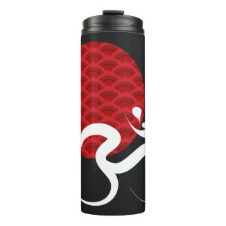 Red Sun Yoga Spiritual Indian Meditat Om Ohm Logo Thermosbecher