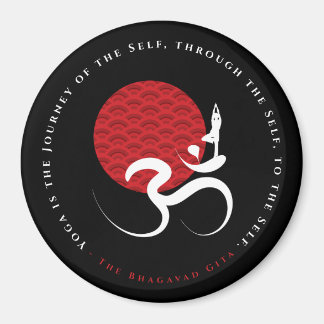 Red Sun Yoga Spiritual Indian Meditat Om Om Logo Magnet