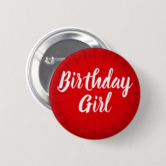 Red Sunburst Birthday Button (Vorne & Hinten)