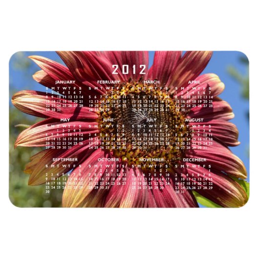 Red Sunflower Calendar Magnet (Horizontal)