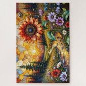 Red Sunflower in valley by stream Puzzle (Vertikal)