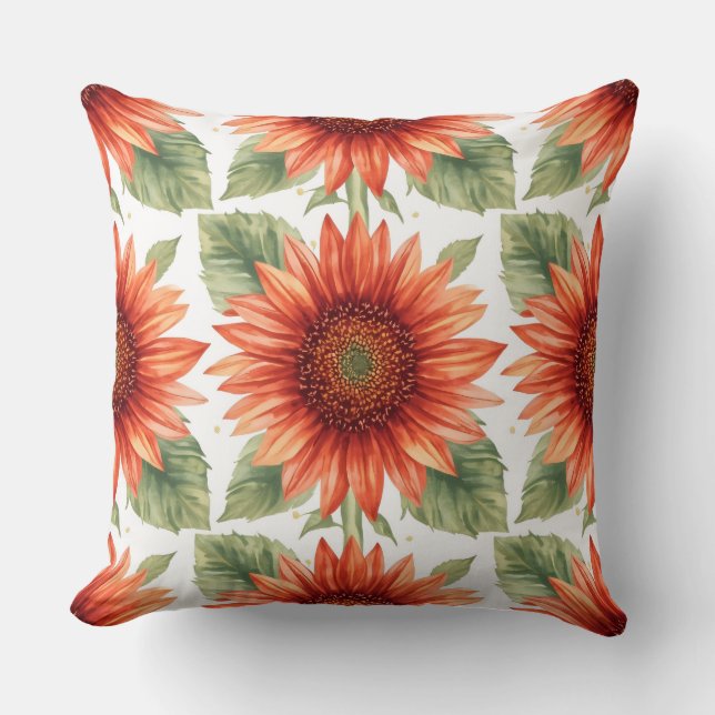 Red Sunflower Pattern Kissen (Vorderseite)
