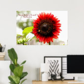 Red Sunflower Poster mit Matthew 5:14 Bible Verse (Heimbüro)
